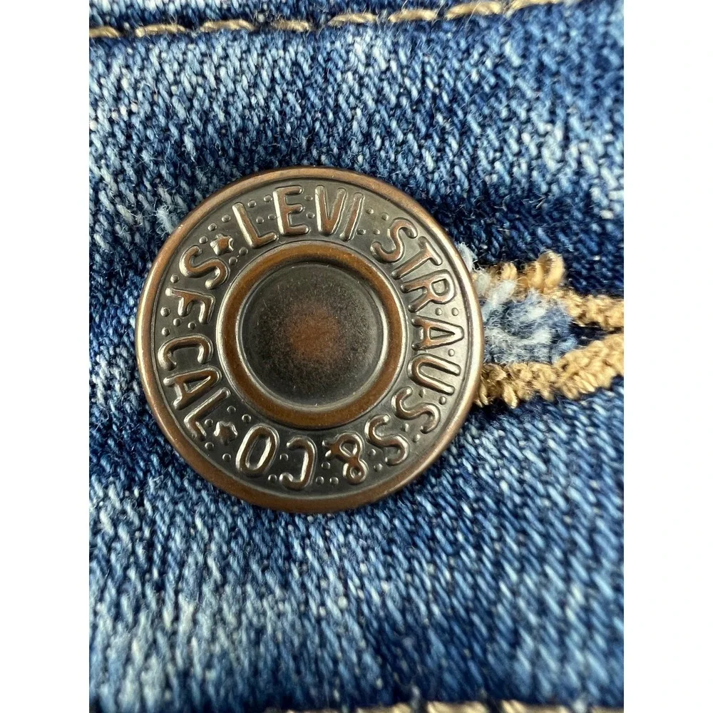 Levi 721 High Rise Skinny Womens 31 Jeans Blue Distressed Denim Good